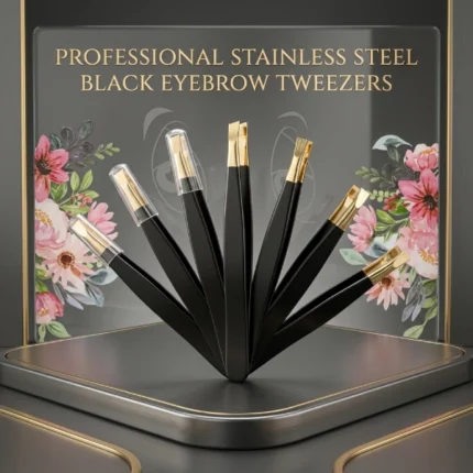 set de 12 pinces à épiler sourcils en acier inoxydable noir fang zi