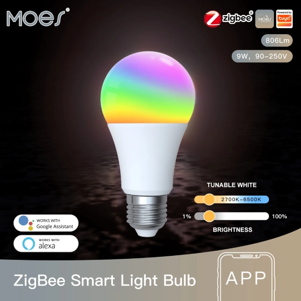 ampoule lampe led connectée rgb cct smart moes tuya wi-fi