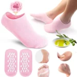 chaussettes hydratantes en gel silicone pour talons fendillés, enrichies en huile de jojoba, d’olive, de lavande et vitamine E