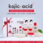 coffret de soins peau visage kojic acid 5en1 à l'acide kojique 5 pcs, éclaircissant, hydratant, anti-âge, antioxydant