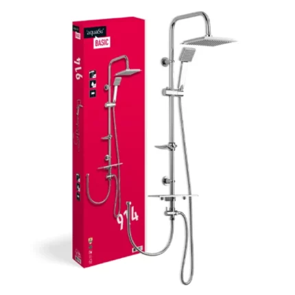 colonne de douche carrée aquasu basic 914 inox chromé confort xxl