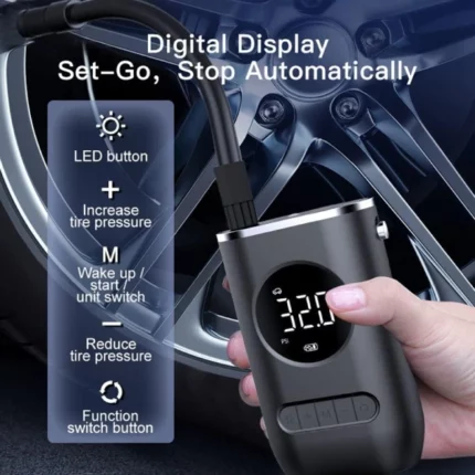 compresseur d'air électrique portable gonfleur de pneus sans fil czk-3688 150 psi noir