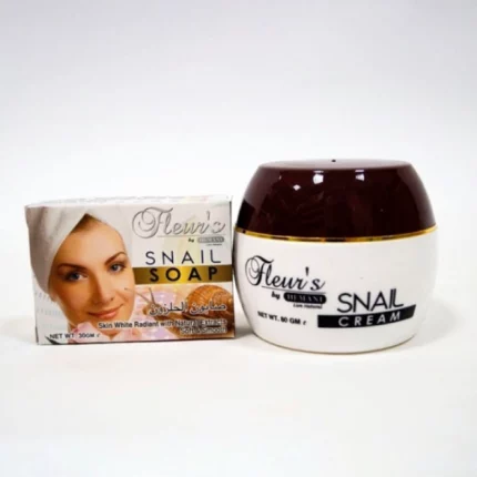 crème à la bave d'escargot fleur's snail cream hemani anti rides, acné et cicatrices 80ml + savon réparateur