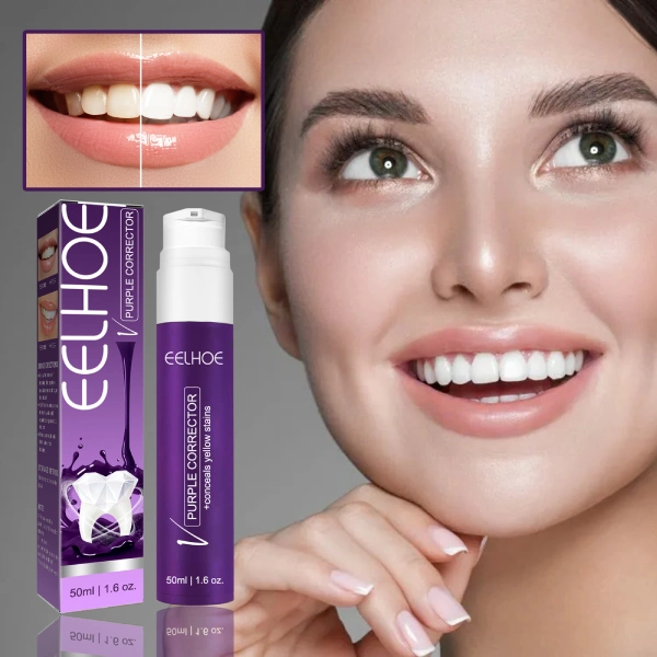 eelhoe purple corrector dentifrice sérum correcteur couleur violet nettoyant et blanchissant pour dents jaunes