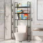 étagère de rangement de salle de bain et toilette à 3 niveaux en acier inoxydable
