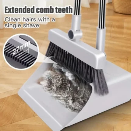 kit de nettoyage 3en1 blanc balai brosse pelle à poussière autonettoyante
