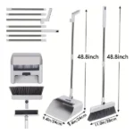 kit de nettoyage 3en1 blanc balai brosse pelle à poussière autonettoyante pour intérieur et extérieur