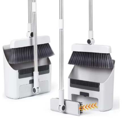 kit de nettoyage 3en1 blanc balai brosse pelle à poussière autonettoyante pour intérieur et extérieur