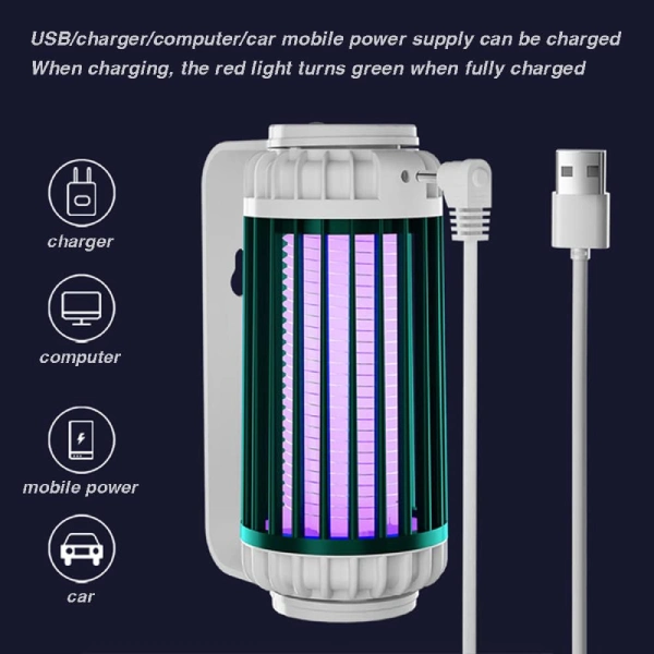 lampe anti-moustiques uv led usb lanterne suspendue pour intérieur et extérieur