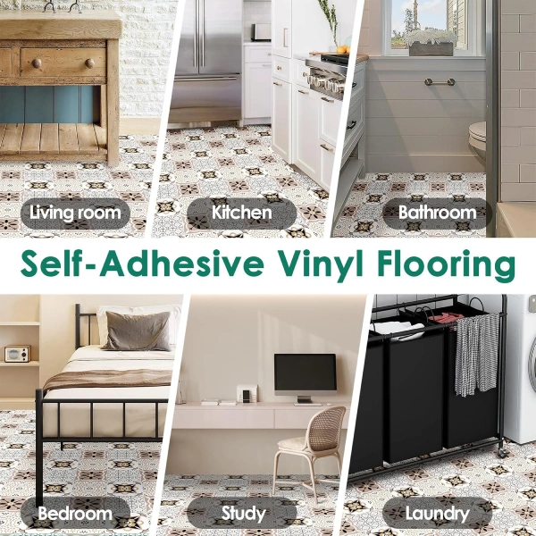 lot de 10 carreaux adhésifs autocollants sol en vinyle imperméable 30x30cm