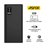 power bank aspor a330 10000 mah charge rapide 12w noir