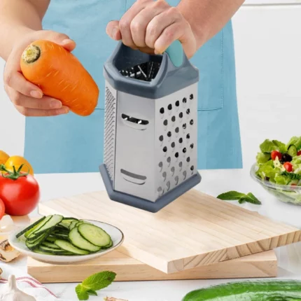 râpe fromage légumes multifonction à 6 faces en acier inoxydable