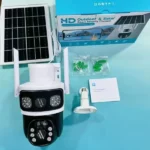caméra de surveillance intelligente solaire 4g double objectif ptz 8mp 2k v380 pro blanc