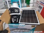 caméra de surveillance intelligente solaire 4g double objectif ptz 8mp 2k v380 pro blanc