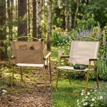 chaise pliable pliante d'extérieur en acier et bois go2camps grand modèle beige