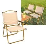 chaise pliable pliante d'extérieur en acier et bois go2camps grand modèle beige