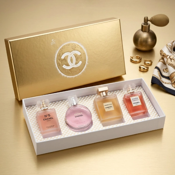 coffret de parfums femme 4en1 chanel n°5, chance, gabrielle, coco mademoiselle