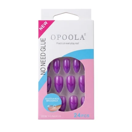 kit de faux ongles press-on opoola violet 24 pcs