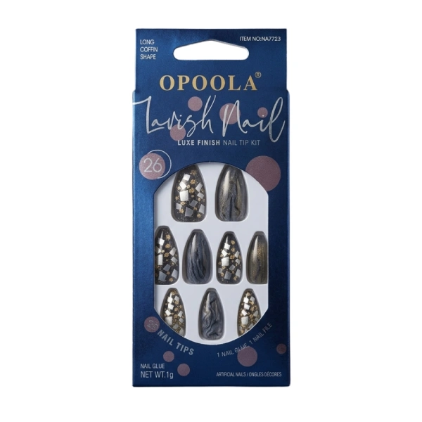 kit de faux ongles press-on opoola noir 26 pcs