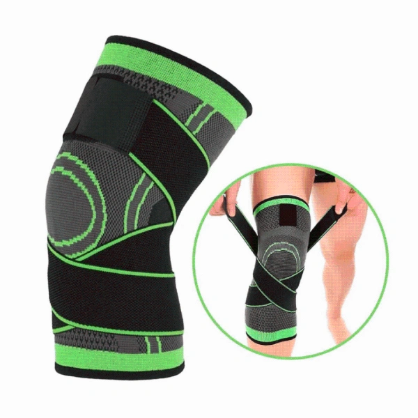 genouillère de compression respirante 3d réglable sangles élastiques vert