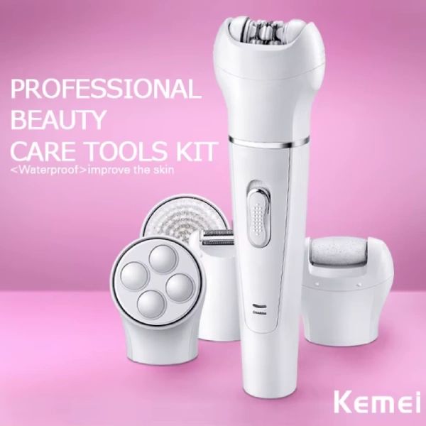 kemei km-2199 épilateur rasoir suppression des poils électrique rechargeable kit 5en1
