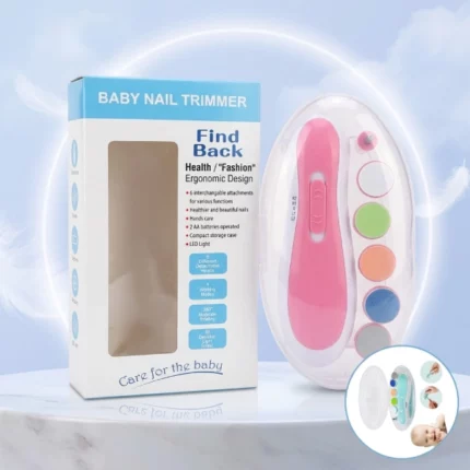 kit coupe-ongles limes à ongles électrique 6en1 pour bébé et adulte find back rose