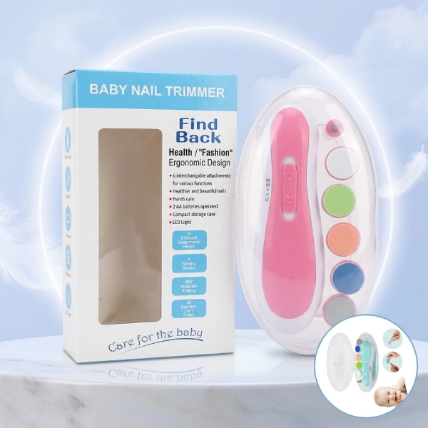 kit coupe-ongles limes à ongles électrique 6en1 pour bébé et adulte find back rose