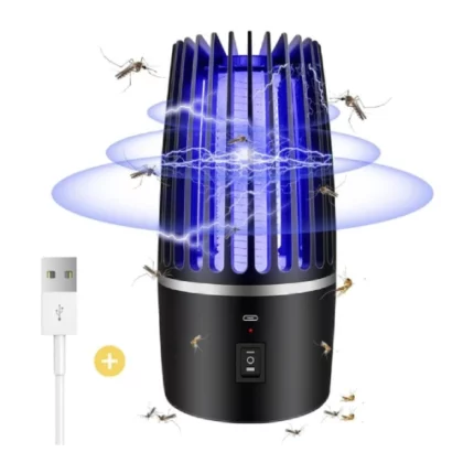 lampe anti-moustique uv 360° puissante usb 5w 4000v noir