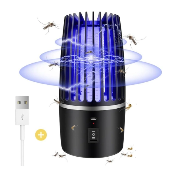lampe anti-moustique uv 360° puissante usb 5w 4000v noir