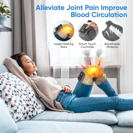 masseur de genou ttlife 3en1 genouillère électrique chauffante pour l'arthrite, 5 chauffages et 3 massages