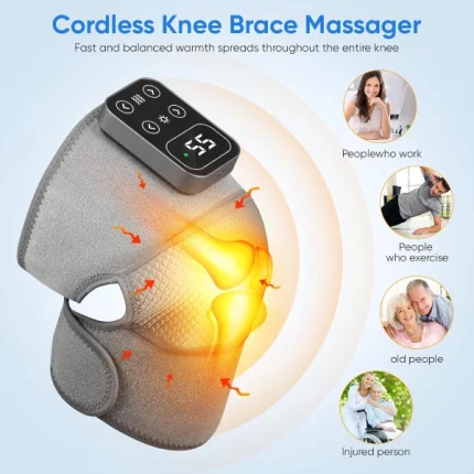 masseur de genou ttlife 3en1 genouillère électrique chauffante pour l'arthrite, 5 chauffages et 3 massages