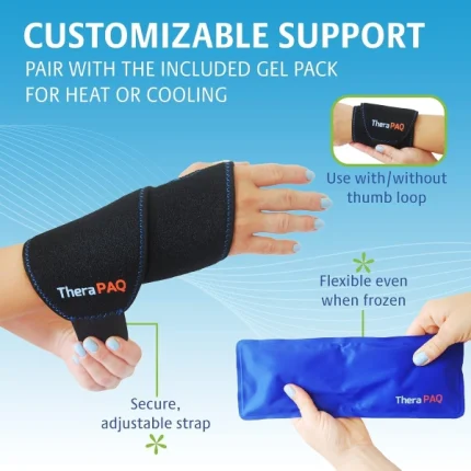 orthèse attelle de poignet en gel réutilisable therapaq thérapie chaud froid