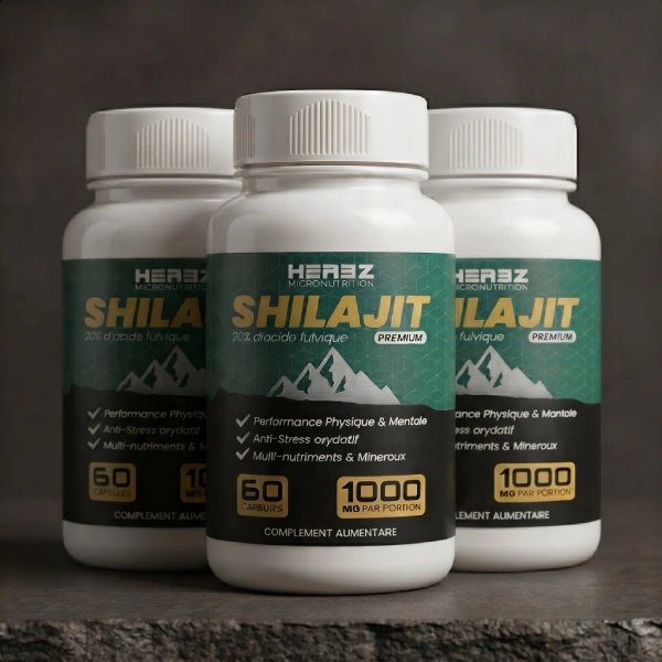 Pack 3 Boites SHILAJIT Herbz 20% Acide Fulvique - 180 Capsules pack de 3 boites shilajit acide fulvique complément alimentaire