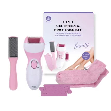 kit pédicure 4en1 pedi pro, lime électrique anti-callosités, chaussettes en gel hydratantes, râpe à pieds, séparateurs d'orteils