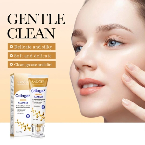 sadoer collagen cleanser nettoyant visage anti-âge au collagène pur 100g