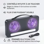 ventilateur mural turbo double tête 2en1 éclairage led bureau cuisine