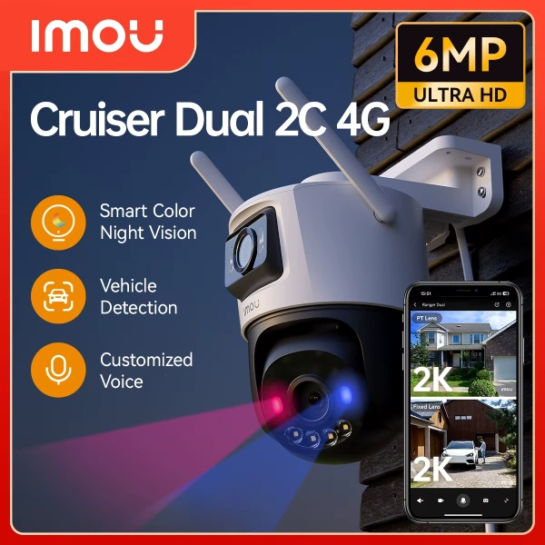 imou cruiser dual 2c 6mp ultra hd 4g caméra de surveillance extérieure intelligente smart ai