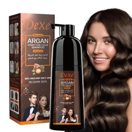 dexe argan speedy hair color shampoing colorant marron châtain foncé 420ml