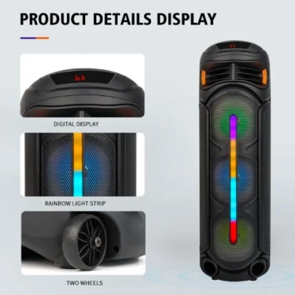 haut-parleur enceinte karaoké bluetooth sing-e zqs8312 à éclairage led rvb avec microphone sans fil noir