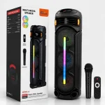 haut-parleur enceinte karaoké bluetooth sing-e zqs8312 à éclairage led rvb avec microphone sans fil noir