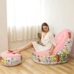 fauteuil canapé gonflable avec repose-pieds tendance motif graffiti rose
