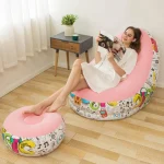 fauteuil canapé gonflable avec repose-pieds tendance motif graffiti