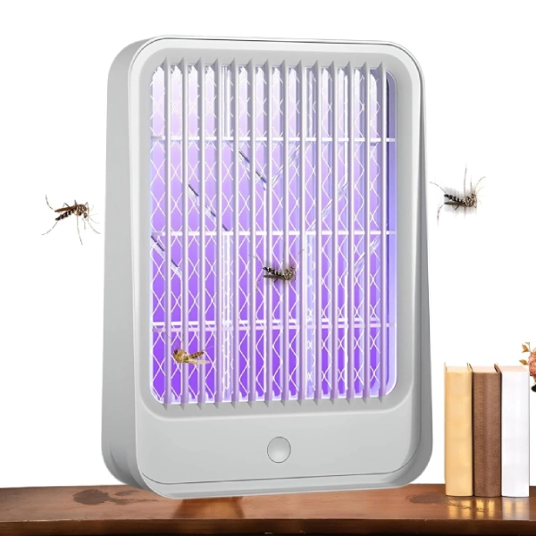 lampe tue-moustiques électrique rechargeable à choc électrique uv led blanc