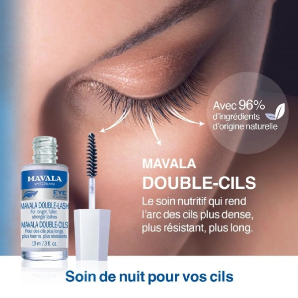 mavala double-lash doube-cils sérum nutritif allongeant fortifiant pour cils et sourcils