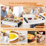 plateau chauffant chauffe-plats électrique buffet 2en1 giantex avec 3 bacs en acier inoxydable