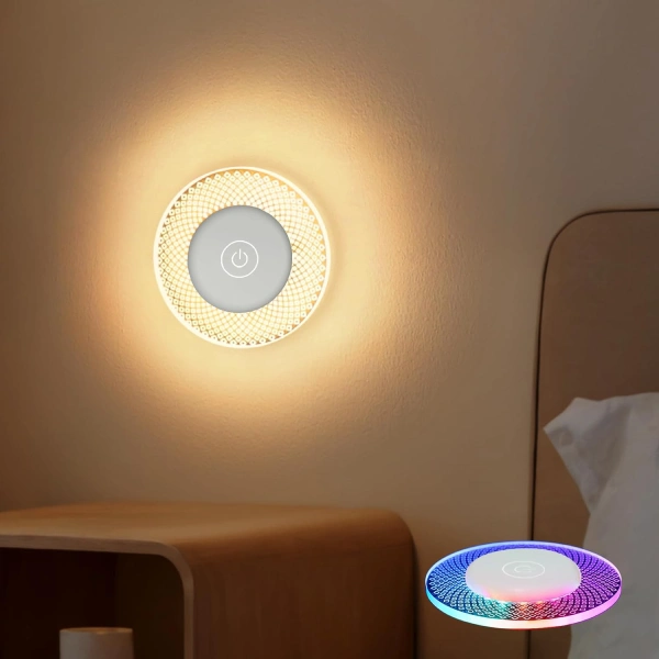 veilleuse applique led ronde portable rechargeable usb rgb tactile kintion