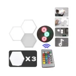 applique murale hexagonale intelligente led rgb ly-738, pack de 3 pièces avec télécommande