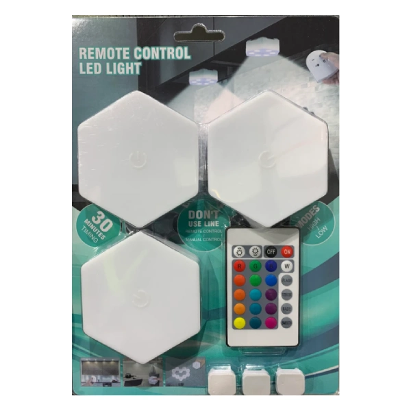 applique murale hexagonale intelligente led rgb ly-738, pack de 3 pièces avec télécommande