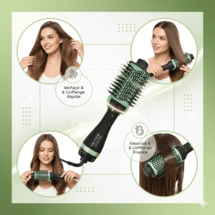 brosse soufflante et sèche-cheveux 2en1 tonr avocado 3d power one step 2000w
