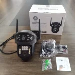 caméra de surveillance extérieure wifi 8mp 4k ptz 360° double objectif lens v380 pro